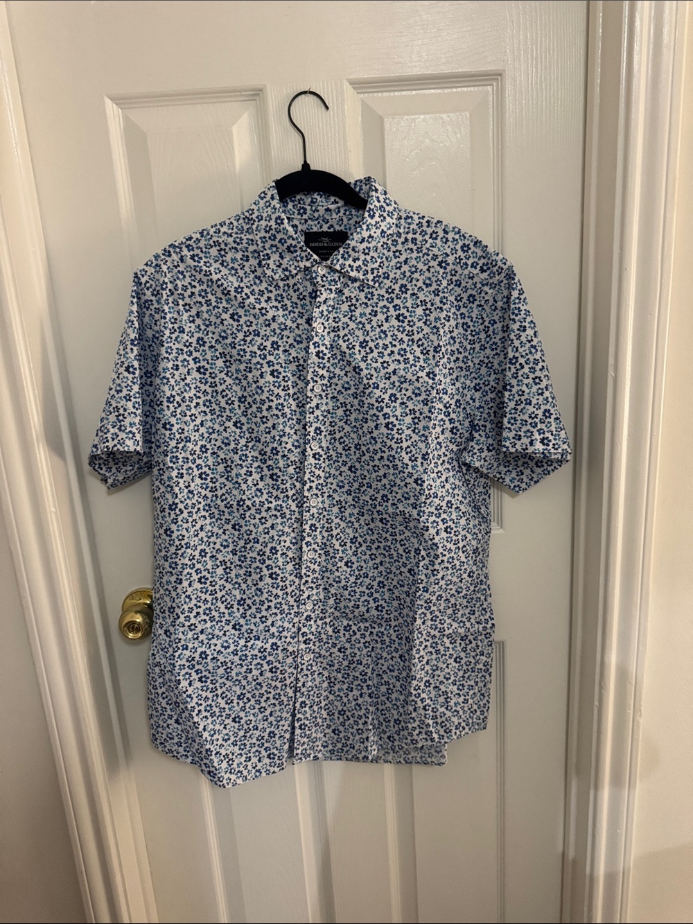 Rodd & Gunn Blue and White Short-Sleeve Floral Button-Down Shirt